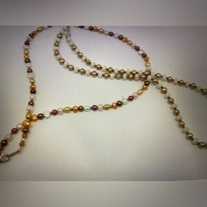 Two beaded necklaces with sterling silver clasps